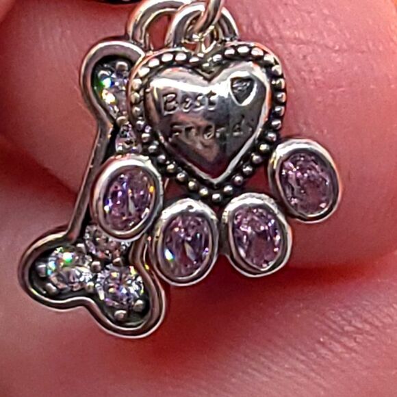 Dog Mom 🐾 Pet Lover Charm Bracelet Charms Rhinestone Bone Paw Print Dangle New - Picture 4 of 6